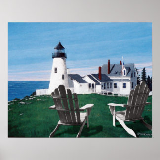 Pemaquid Light and two Chairs Giclee Print/Poster Poster