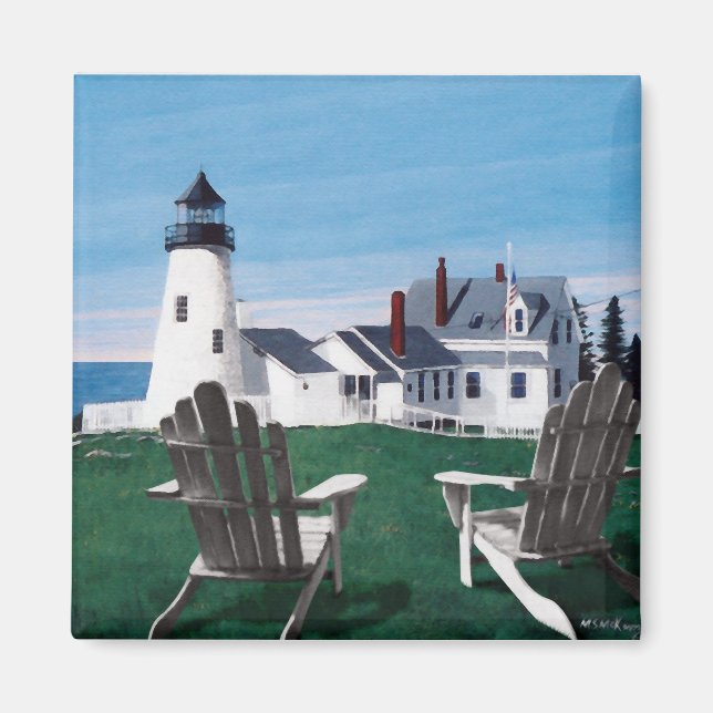 Pemaquid Lighthouse and Two Chairs Magnet (Front)