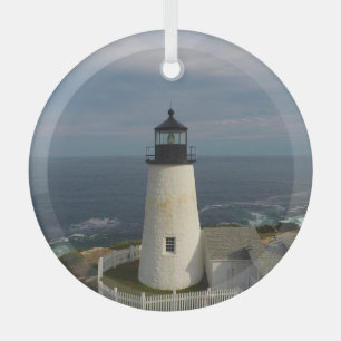 Pemaquid Lighthouse Glass Tree Decoration