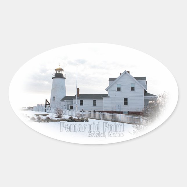Pemaquid Lighthouse Oval Sticker (Front)