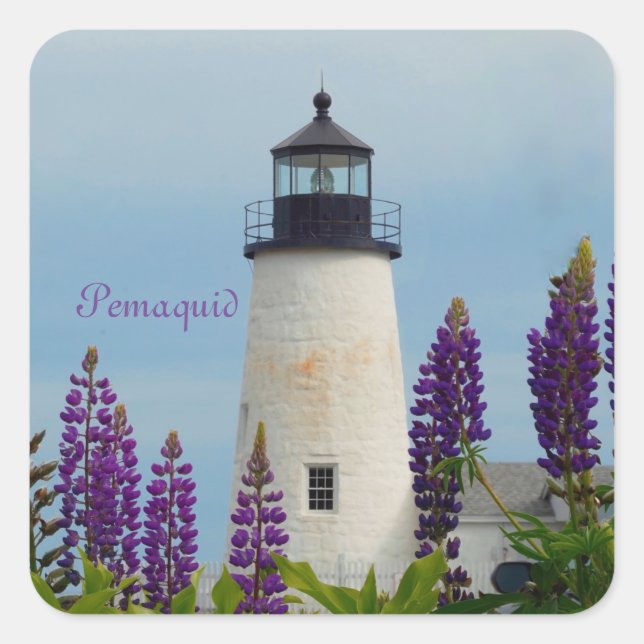 Pemaquid Point Light Bristol Maine Lighthouse Square Sticker (Front)