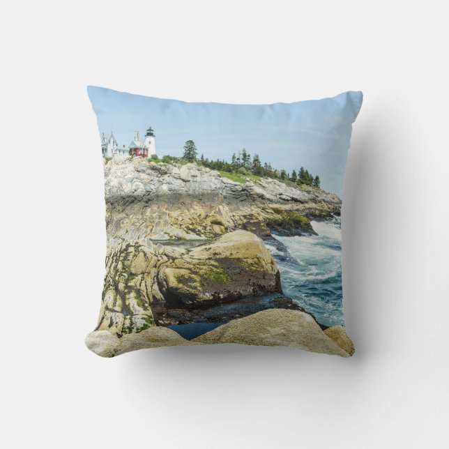 Pemaquid Point Lighthouse Maine Cotton Cushion (Front)