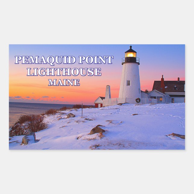 Pemaquid Point Lighthouse, Maine Rectangular Sticker (Front)