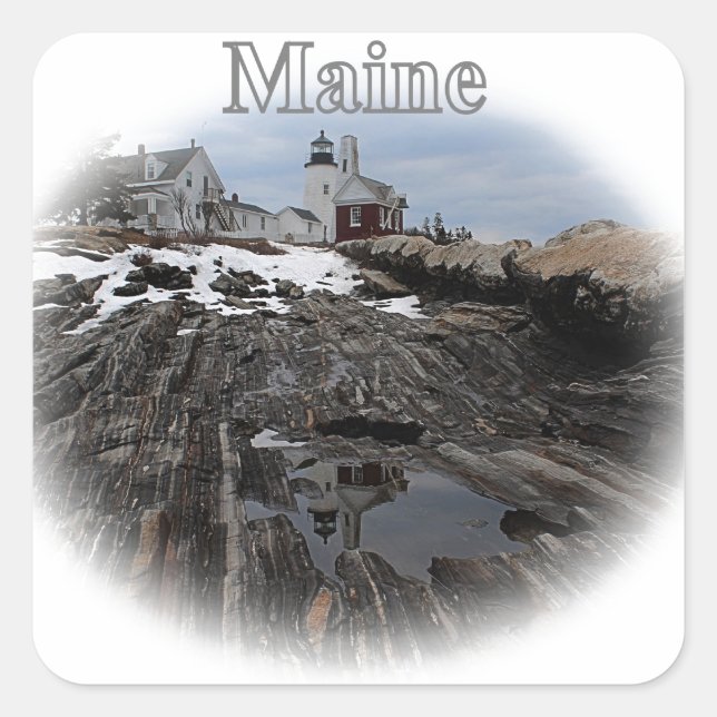 Pemaquid Point Lighthouse Maine Square Sticker (Front)