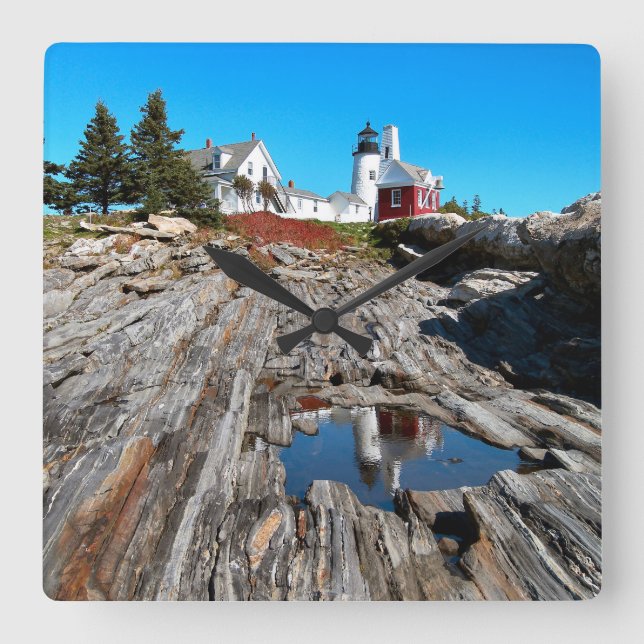 Pemaquid Point Lighthouse, Maine Square Wall Clock (Front)