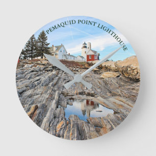 Pemaquid Point Lighthouse Maine Wall  Clock
