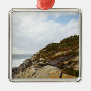 Pemaquid Point Lighthouse on a Rocky Hillside Metal Tree Decoration