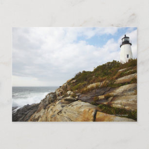 Pemaquid Point Lighthouse on a Rocky Hillside Postcard