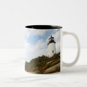 Pemaquid Point Lighthouse on a Rocky Hillside Two-Tone Coffee Mug