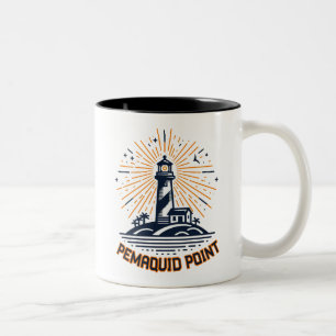 Pemaquid Point Lighthouse Sunrise Two-Tone Coffee Mug