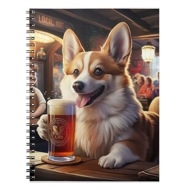 Pembroke Corgi Drinking a Beer at the Pub Notebook (Front)