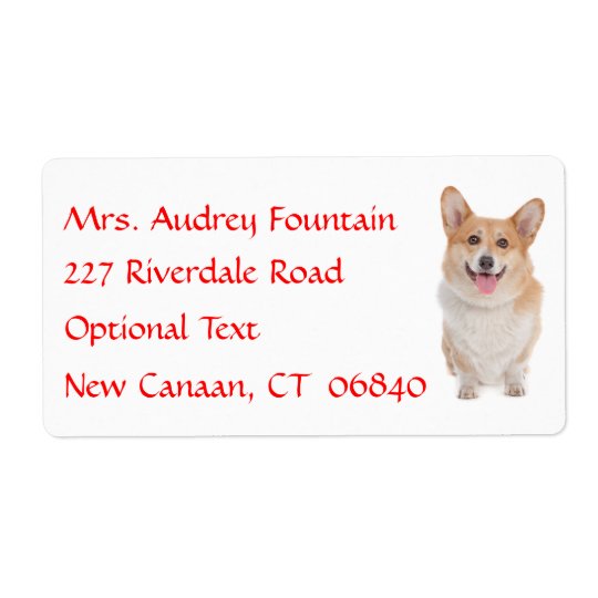 Pembroke Corgi Name Return Address Mailing Label Shipping Label