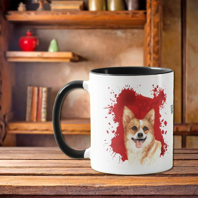 Pembroke Corgi Red Abstract Background Mug (Creator Uploaded)