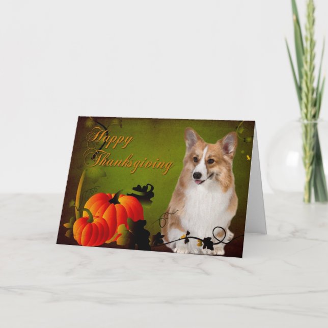Pembroke Corgi Thanksgiving Card (Front)
