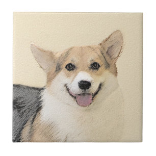 Pembroke Welsh Corgi 2 Painting - Original Dog Art Ceramic Tile