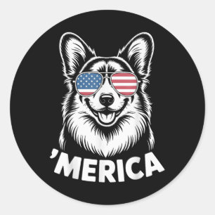 Pembroke Welsh Corgi 4th Of July ‘merica Patriotic Classic Round Sticker