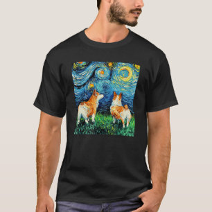 Pembroke Welsh Corgi Butt Starry Night fluffy Dog T-Shirt