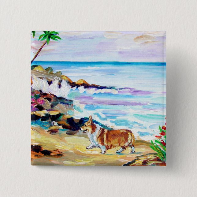 Pembroke Welsh Corgi Button Pin (Front)