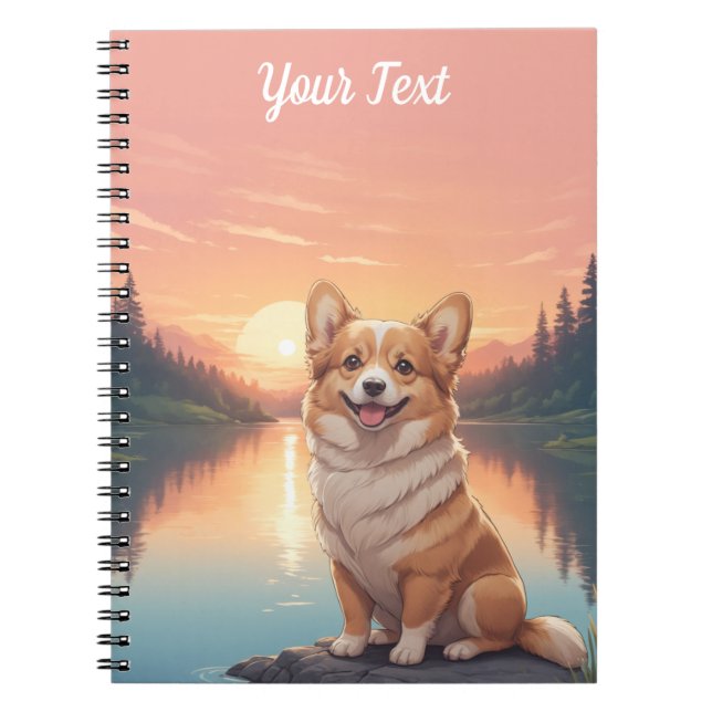 Pembroke Welsh Corgi by Lake Notebook (Front)