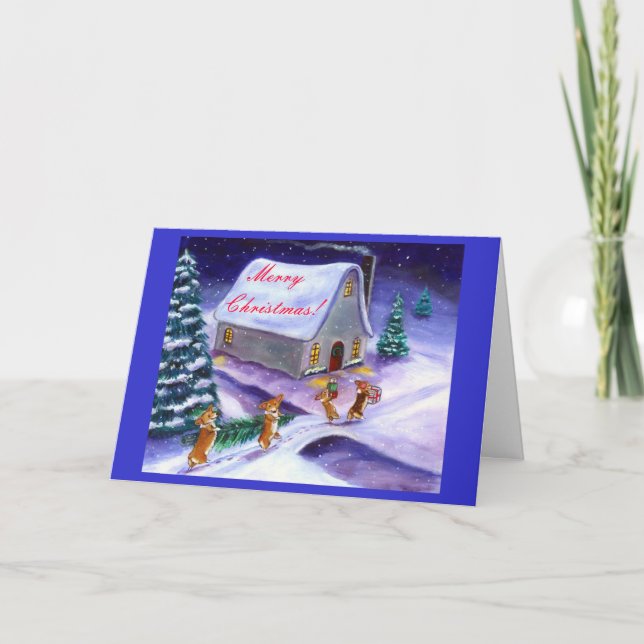 Pembroke Welsh Corgi Christmas Card (Front)