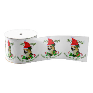 Pembroke Welsh Corgi Christmas Grosgrain Ribbon