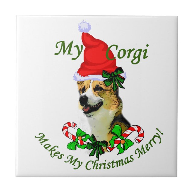 Pembroke Welsh Corgi Christmas Tile (Front)