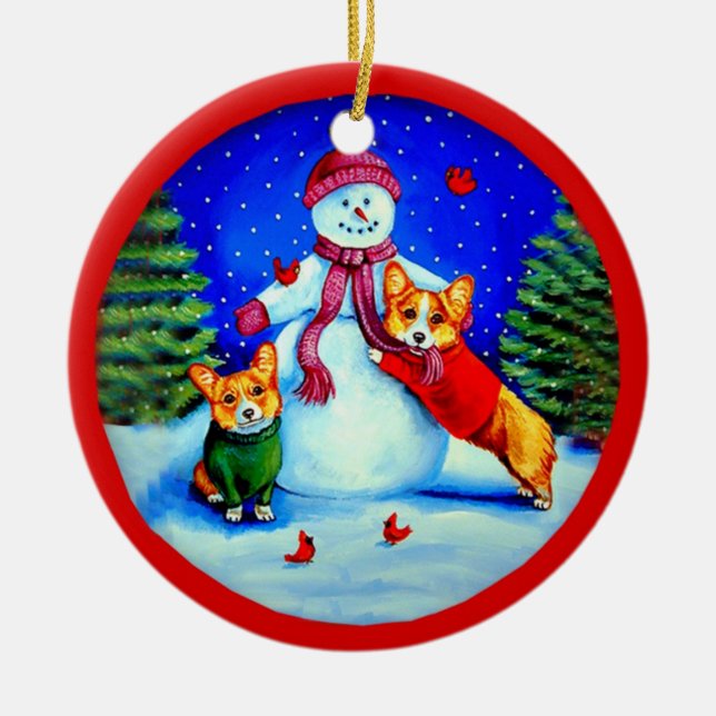 Pembroke Welsh Corgi Circle Ornament (Front)