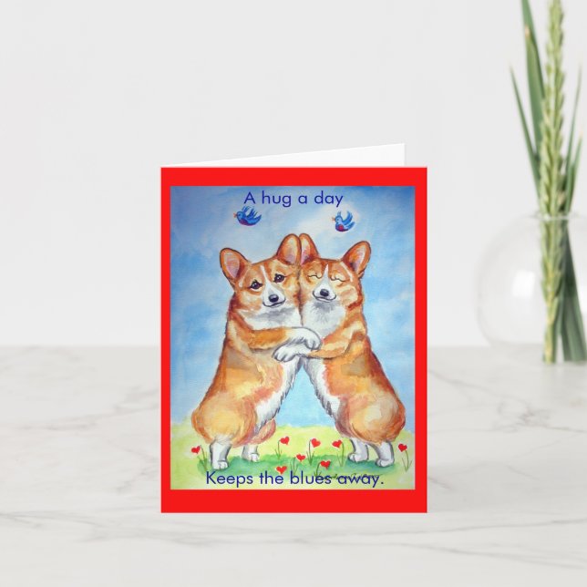 Pembroke Welsh Corgi Corgi Hugs Note Cards (Front)