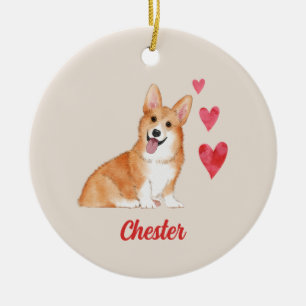 Pembroke Welsh Corgi Customisable Pet Name Ceramic Ornament