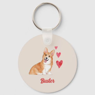Pembroke Welsh Corgi Customisable Pet Name Key Ring