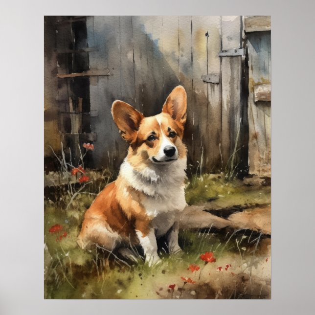 Pembroke Welsh Corgi Dog Art Print Poster (Front)