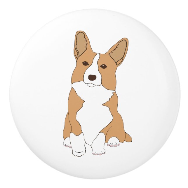Pembroke Welsh Corgi Dog Ceramic Knob (Front)