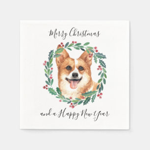 Pembroke Welsh Corgi Dog Elegant Merry Christmas Napkin