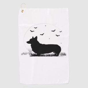 Pembroke Welsh Corgi Dog – Halloween Moon Silhouet Golf Towel