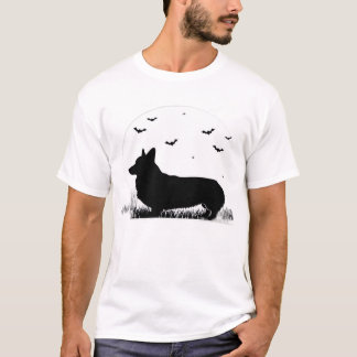 Pembroke Welsh Corgi Dog ? Halloween Moon Silhouet T-Shirt