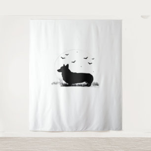 Pembroke Welsh Corgi Dog – Halloween Moon Silhouet Tapestry