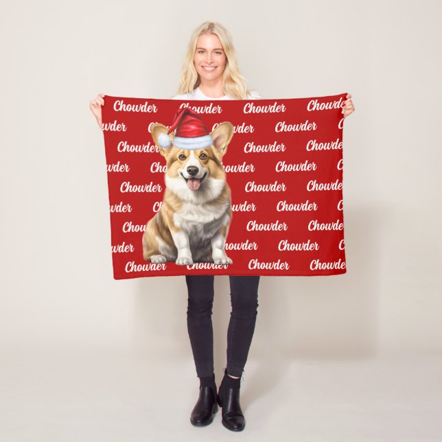 Pembroke Welsh Corgi Dog Name Christmas Holiday Fleece Blanket (In Situ)