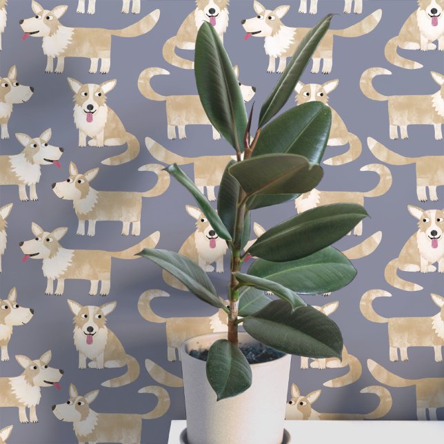 Pembroke Welsh Corgi Dog Pattern Wallpaper (Fun corgi dog peel and stick wallpaper)