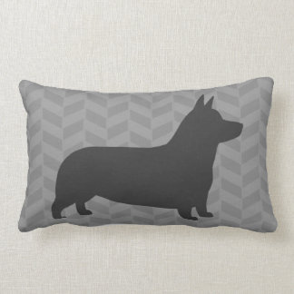 Pembroke Welsh Corgi Dog Silhouette Grey Lumbar Cushion