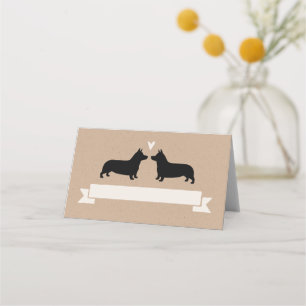 Pembroke Welsh Corgi Dog Silhouettes Wedding Place Card