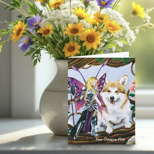 Pembroke Welsh Corgi Fairy Fantasy Card