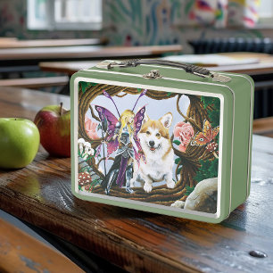 Pembroke Welsh Corgi Fairy Fantasy Metal Lunch Box