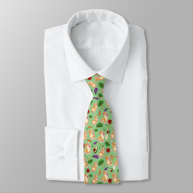 Pembroke Welsh Corgi  Foodie Green  Tie (Tied)