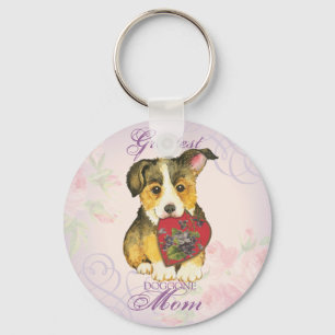 Pembroke Welsh Corgi Heart Mum Key Ring