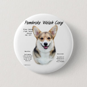 Pembroke Welsh Corgi History Design 6 Cm Round Badge