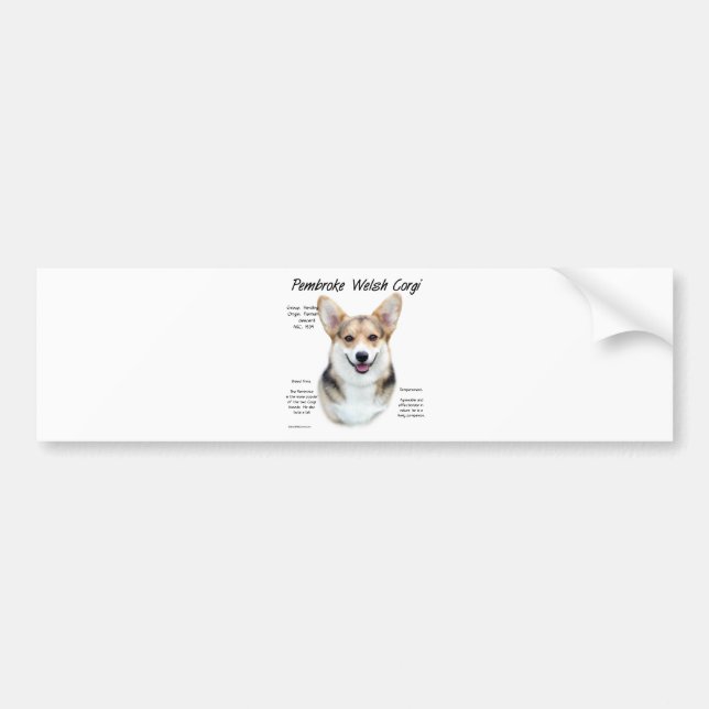 Pembroke Welsh Corgi History Design Bumper Sticker (Front)