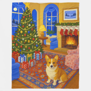 Pembroke Welsh Corgi Holiday Fleece Blanket