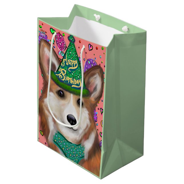 PEMBROKE WELSH CORGI  MEDIUM GIFT BAG (Front Angled)