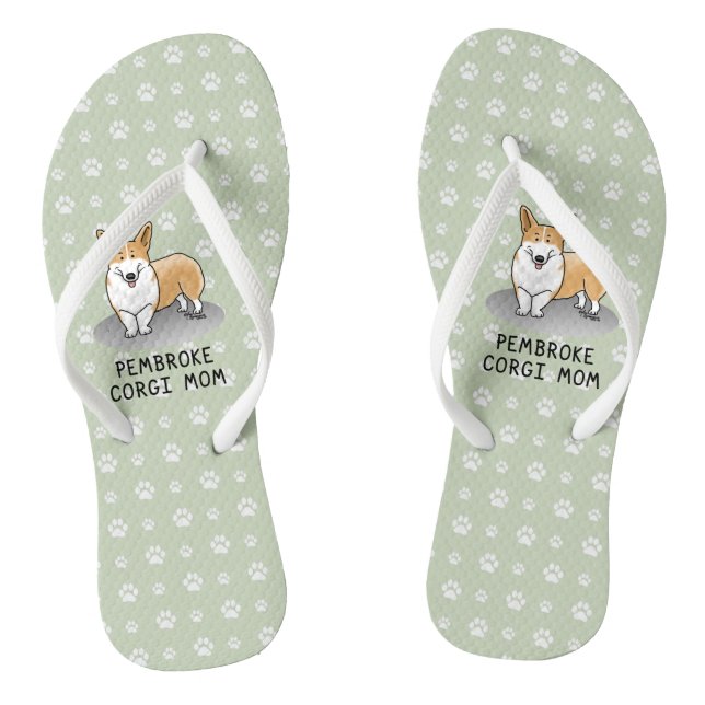 Pembroke Welsh Corgi Mum (red 1) Dog Mum Cute Thongs (Footbed)
