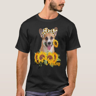 Pembroke Welsh Corgi Mum Sunflower Summer Dog Mum T-Shirt
